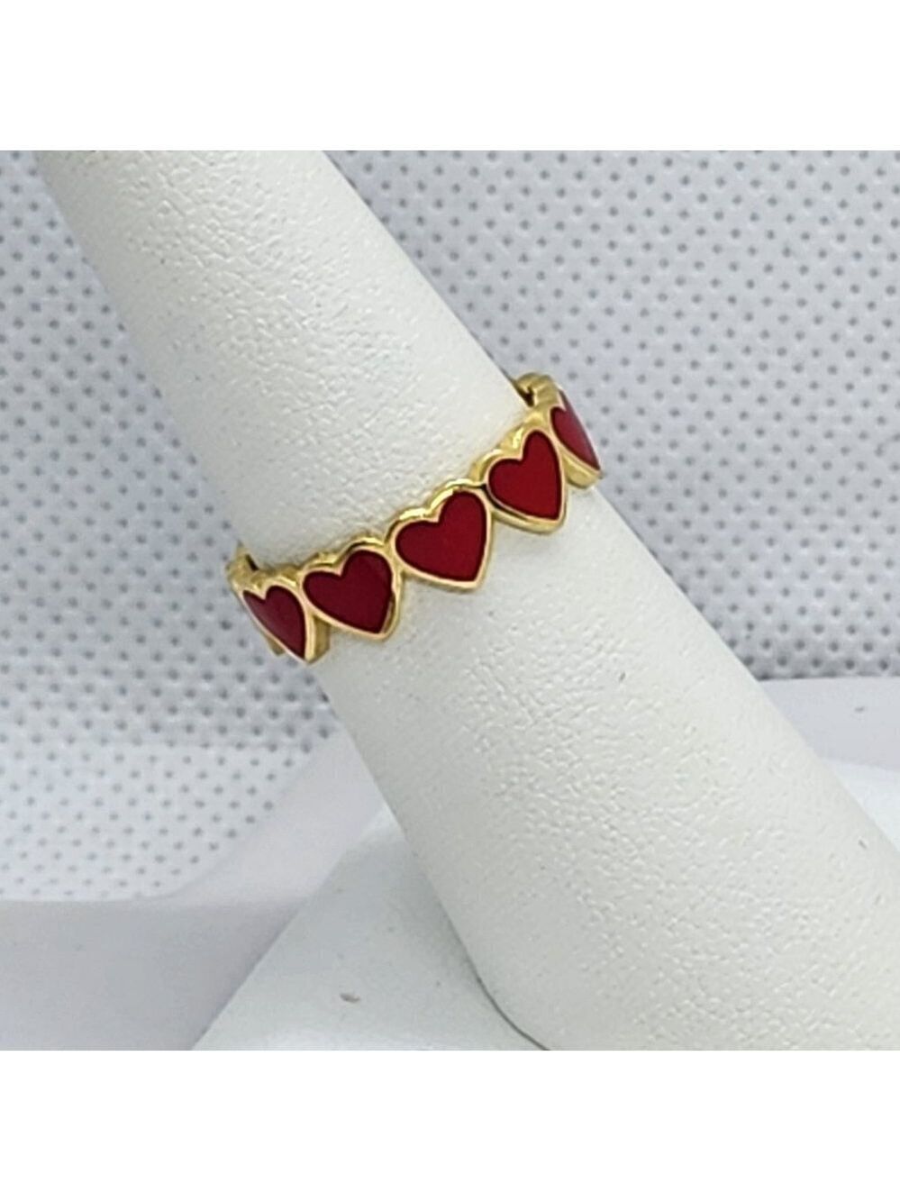 Brand New Sterling Silver 925 Multi Red Hearts Band